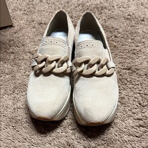 Dolce Vita Cream Loafers with Chain Detail